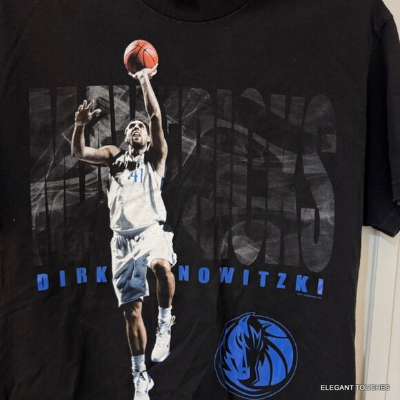 Dirk Nowitzki Dallas Mavericks #41 NBA T-Shirt L Black Adult vgt Graphic Tee - Picture 2 of 8